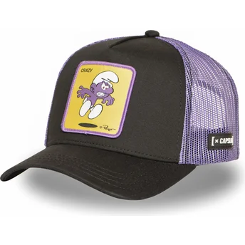 Gorra trucker negra y violeta Pitufo Morado SMU CRAZ Los Pitufos de Capslab