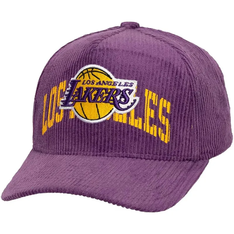 cappellino-curvo-viola-snapback-arch-stamp-pro-dei-los-angeles-lakers-nba-di-mitchell-ness