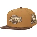 cappello-piatto-marrone-regolabile-coffee-strapback-dei-los-angeles-lakers-nba-di-mitchell-ness