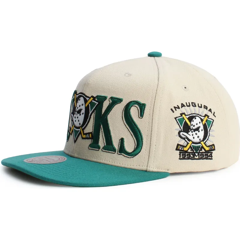 casquette-plate-verte-et-beige-snapback-across-the-board-anaheim-ducks-nhl-mitchell-ness