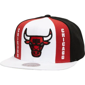 Cappello piatto bianco, rosso e nero bianco snapback Old Cut di Chicago Bulls NBA di Mitchell & Ness