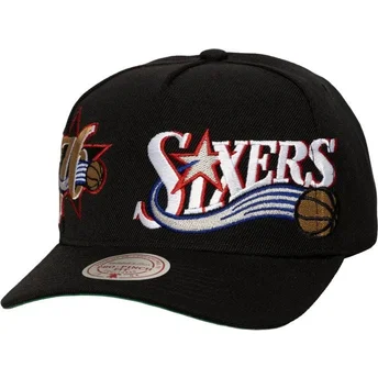 Svart kurvad snapback-keps Busted Pro från Philadelphia 76ers NBA av Mitchell & Ness