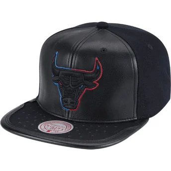 Cappello piatto nero, rosso e blu snapback Day One dei Chicago Bulls NBA di Mitchell & Ness