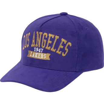 Cappellino curvo viola snapback Shady Suede Pro dei Los Angeles Lakers NBA di Mitchell & Ness