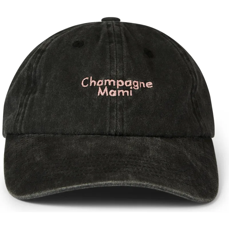 casquette-courbee-noire-ajustable-champagne-mami-washed-pica-pica