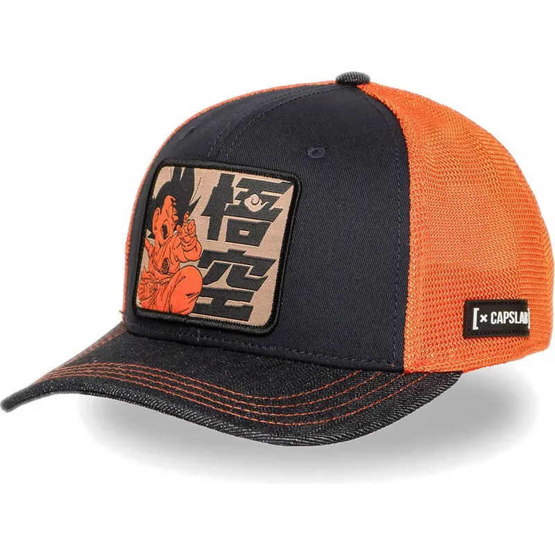 trucker-cap-blau-und-orange-son-goku-kind-db6-kid-dragon-ball-von-capslab