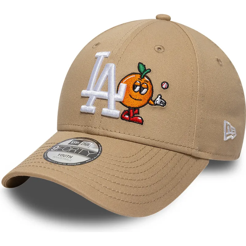 casquette-courbee-beige-ajustable-pour-enfant-9forty-icon-los-angeles-dodgers-mlb-new-era
