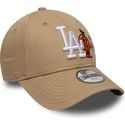 casquette-courbee-beige-ajustable-pour-enfant-9forty-icon-los-angeles-dodgers-mlb-new-era