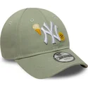 grune-gebogene-verstellbare-kappe-fur-kinder-9forty-summer-icon-der-new-york-yankees-mlb-von-new-era