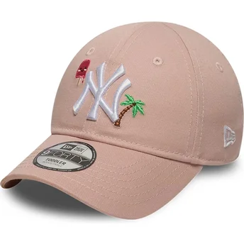 Justerbar rosa böjd keps för barn 9FORTY Summer Icon New York Yankees MLB från New Era