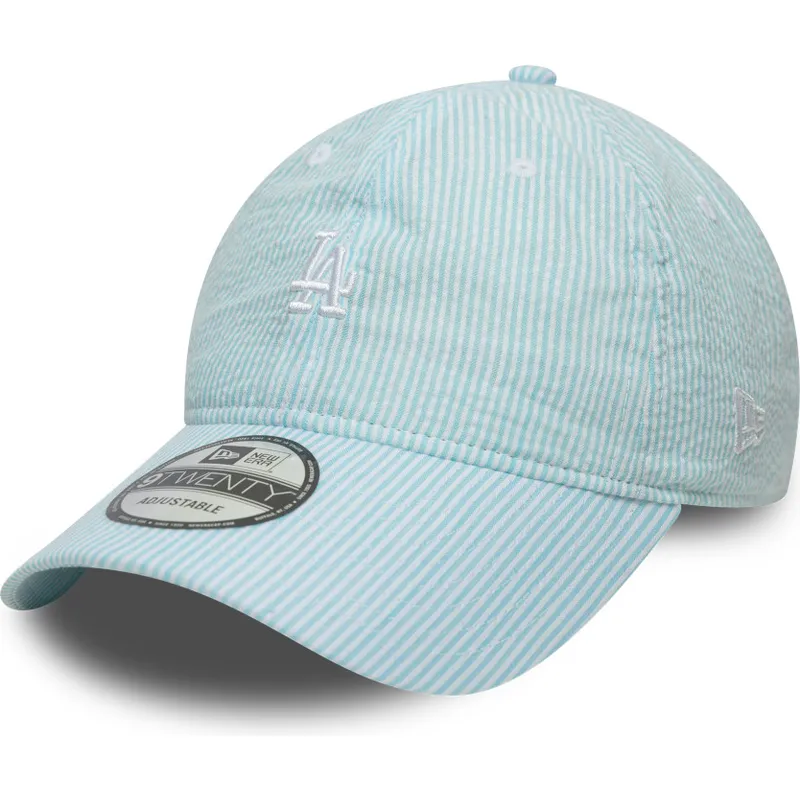 blaue-verstellbare-curved-cap-9twenty-seersucker-der-los-angeles-dodgers-mlb-von-new-era