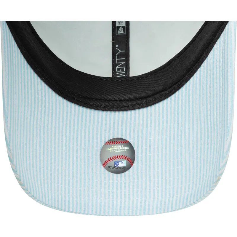 casquette-courbee-bleue-ajustable-9twenty-seersucker-los-angeles-dodgers-mlb-new-era