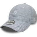 casquette-courbee-bleue-marine-ajustable-9twenty-seersucker-new-york-yankees-mlb-new-era