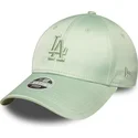 grune-gebogene-verstellbare-damenkappe-9forty-bow-back-satin-der-los-angeles-dodgers-mlb-von-new-era