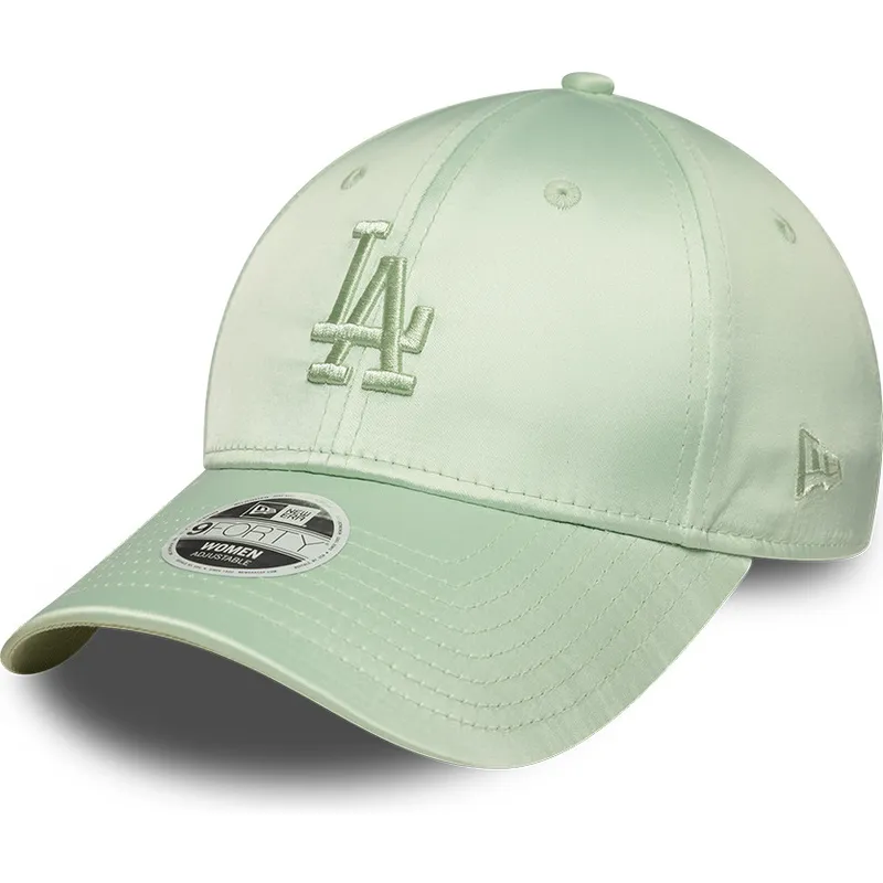 casquette-courbee-verte-ajustable-pour-femme-9forty-bow-back-satin-los-angeles-dodgers-mlb-new-era