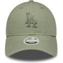 new-era-curved-brim-women-green-logo-9twenty-midi-linen-los-angeles-dodgers-mlb-green-adjustable-cap