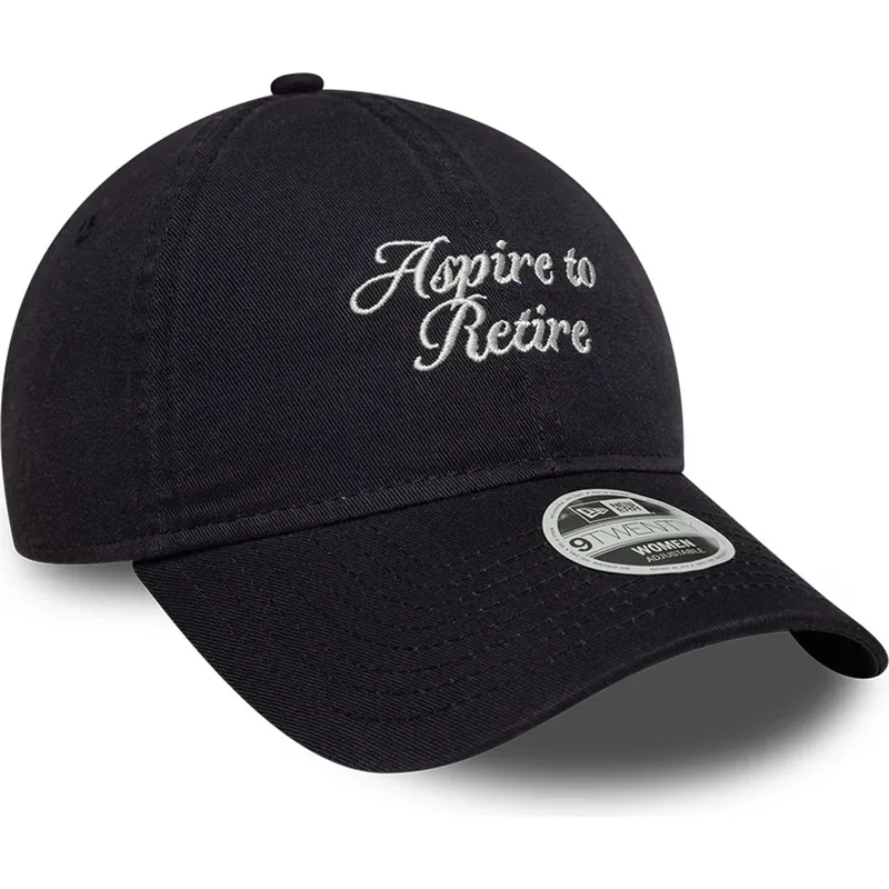 gorra-curva-azul-marino-ajustable-para-mujer-9twenty-aspire-to-retire-slogan-de-new-era