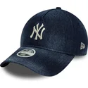 casquette-courbee-bleue-marine-ajustable-pour-femme-9twenty-a-frame-denim-new-york-yankees-mlb-new-era