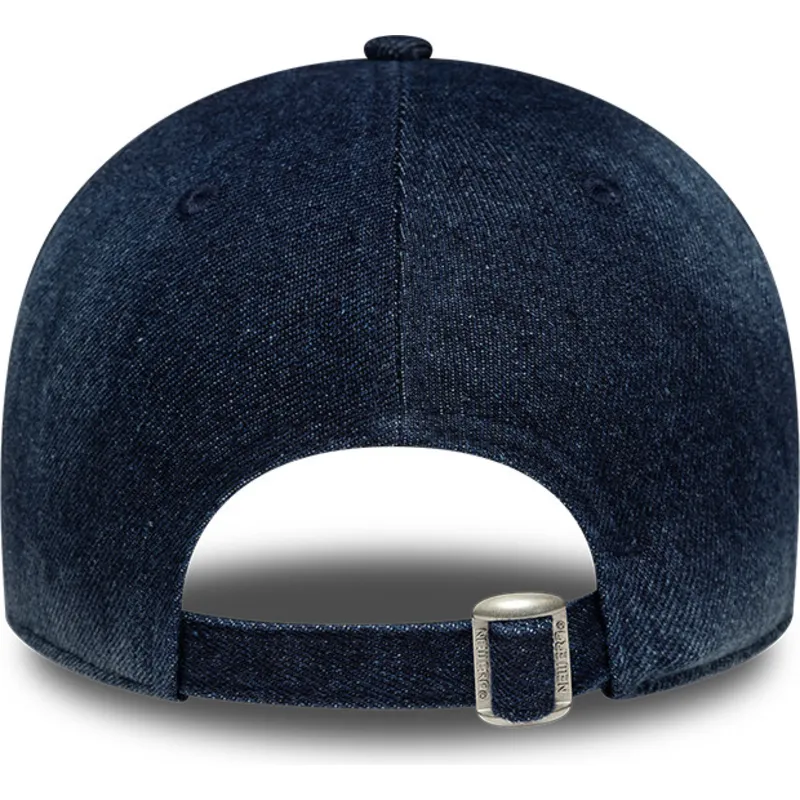 marineblaue-gebogene-verstellbare-damen-kappe-9twenty-a-frame-denim-der-new-york-yankees-mlb-von-new-era