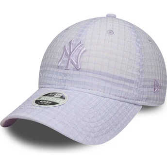 Violette verstellbare Curved Cap mit violettem Logo für Damen 9TWENTY Seersucker der New York Yankees MLB von New Era