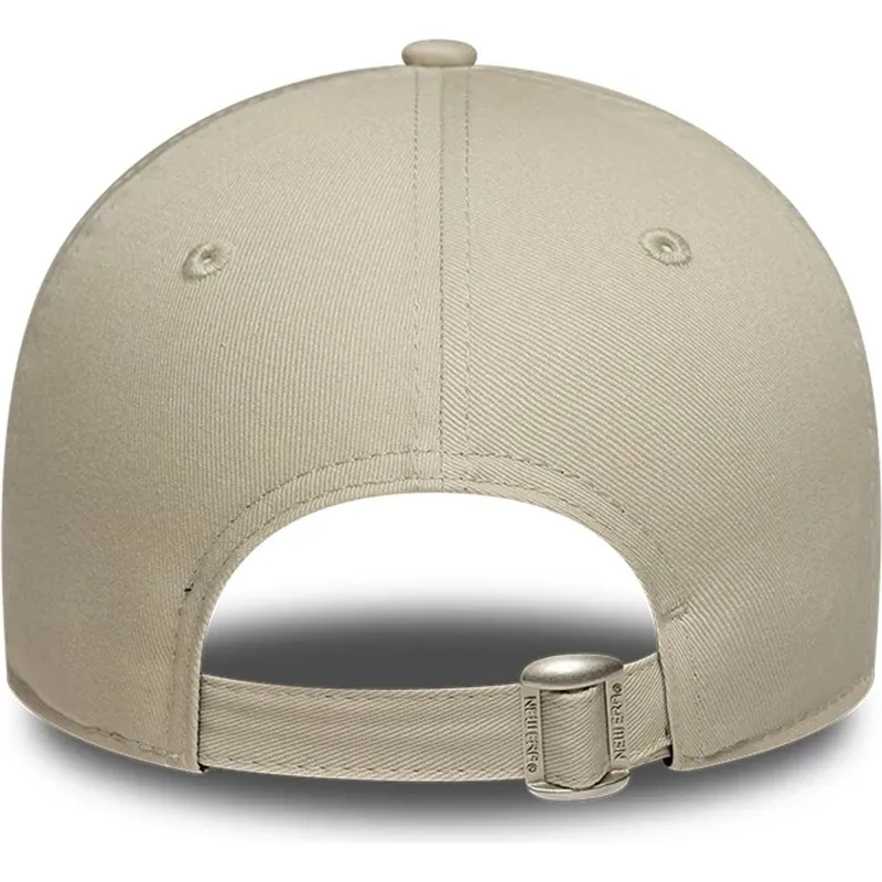 beige-verstellbare-curved-cap-mit-grunem-logo-fur-damen-9forty-league-essential-der-los-angeles-dodgers-mlb-von-new-era