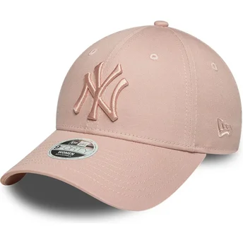 Rosa verstellbare Curved Cap mit rosa Logo für Damen 9FORTY League Essential der New York Yankees MLB von New Era
