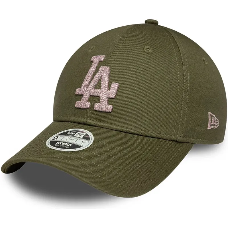 new-era-curved-brim-women-9forty-metallic-los-angeles-dodgers-mlb-green-adjustable-cap