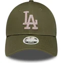 casquette-courbee-verte-ajustable-pour-femme-9forty-metallic-los-angeles-dodgers-mlb-new-era