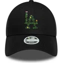 schwarze-verstellbare-curved-cap-fur-damen-9forty-floral-infill-der-los-angeles-dodgers-mlb-von-new-era