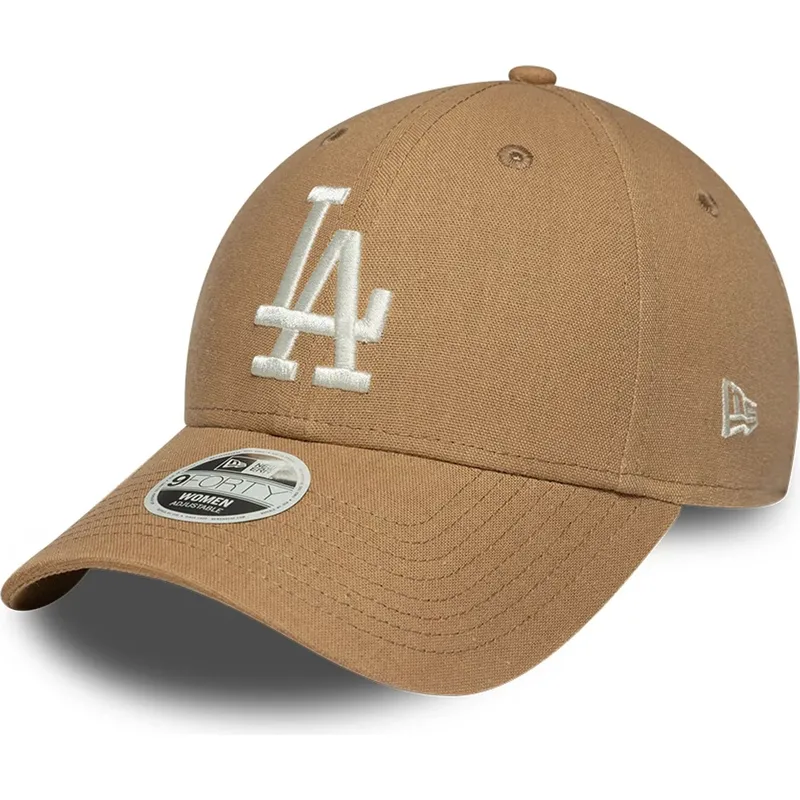 gorra-curva-marron-ajustable-para-mujer-9forty-linen-de-los-angeles-dodgers-mlb-de-new-era