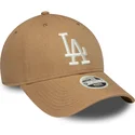 casquette-courbee-marron-ajustable-pour-femme-9forty-linen-los-angeles-dodgers-mlb-new-era