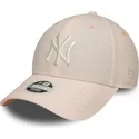 new-era-curved-brim-women-9forty-linen-new-york-yankees-mlb-light-pink-adjustable-cap
