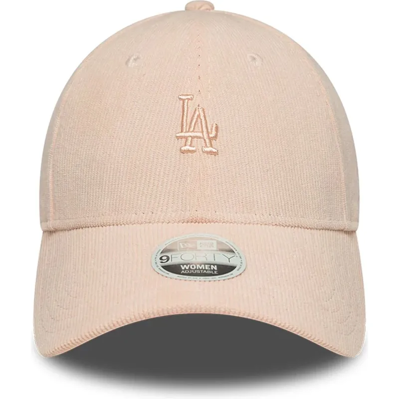 gorra-curva-rosa-ajustable-con-logo-rosa-para-mujer-9forty-mini-cord-de-los-angeles-dodgers-mlb-de-new-era