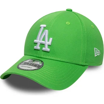Hellgrüne verstellbare Curved Cap mit weißem Logo 9FORTY League Essential der Los Angeles Dodgers MLB von New Era