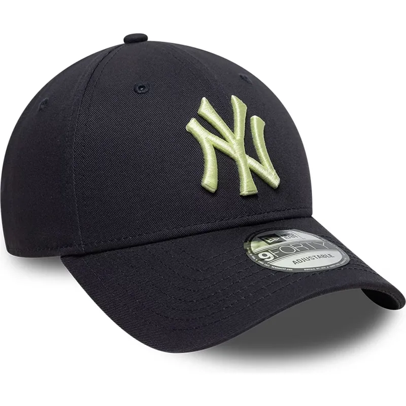 new-era-curved-brim-yellow-logo-9forty-league-essential-new-york-yankees-mlb-navy-blue-adjustable-cap