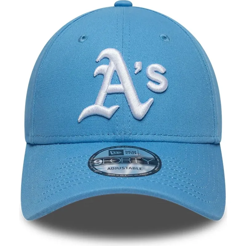 casquette-courbee-bleue-claire-ajustable-9forty-league-essential-oakland-athletics-mlb-new-era
