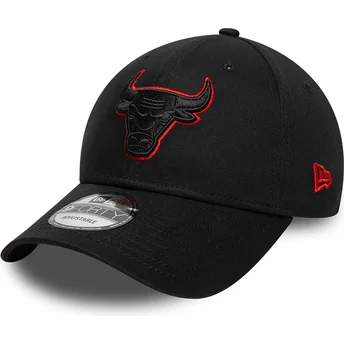 Casquette courbée noire ajustable avec logo noir 9FORTY Team Outline Chicago Bulls NBA New Era
