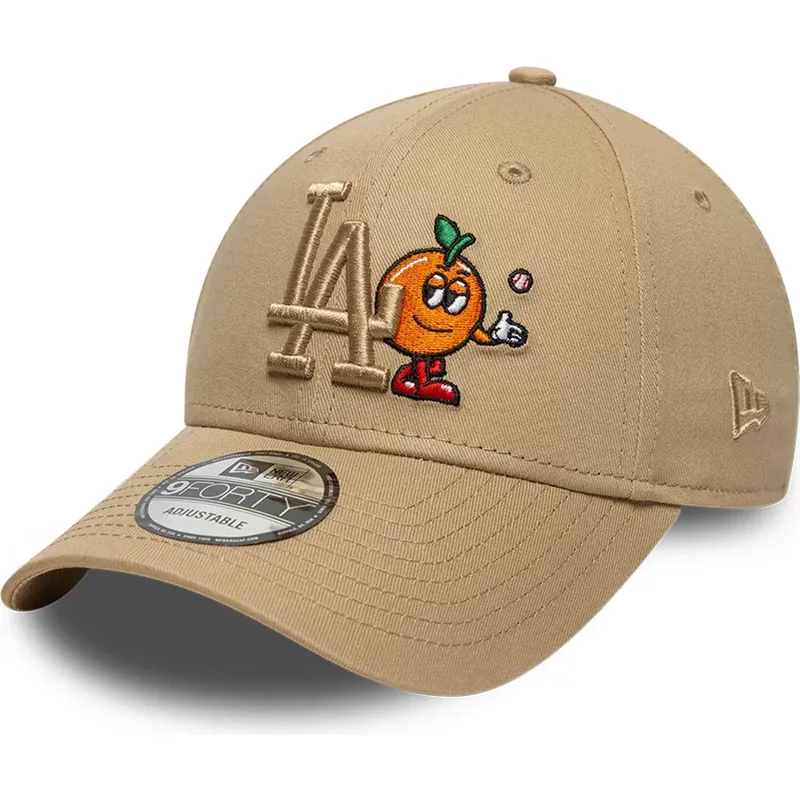braune-verstellbare-curved-cap-mit-braunem-logo-9forty-tonal-icon-der-los-angeles-dodgers-mlb-von-new-era