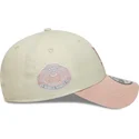 new-era-curved-brim-pink-logo-9forty-world-series-patch-los-angeles-dodgers-mlb-beige-and-pink-adjustable-cap