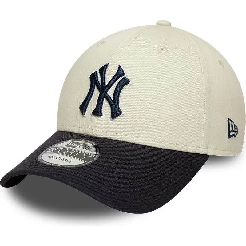 bojd-keps-beige-och-marinbla-justerbar-med-marinbla-logotyp-9forty-world-series-new-york-yankees-mlb-fran-new-era