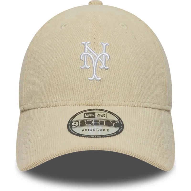 casquette-courbee-beige-ajustable-9forty-soft-cord-new-york-mets-mlb-new-era