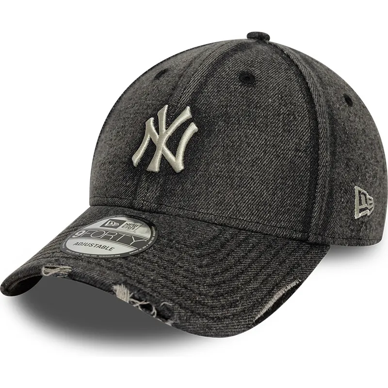 schwarze-gebogene-verstellbare-kappe-9forty-acid-wash-denim-der-new-york-yankees-mlb-von-new-era