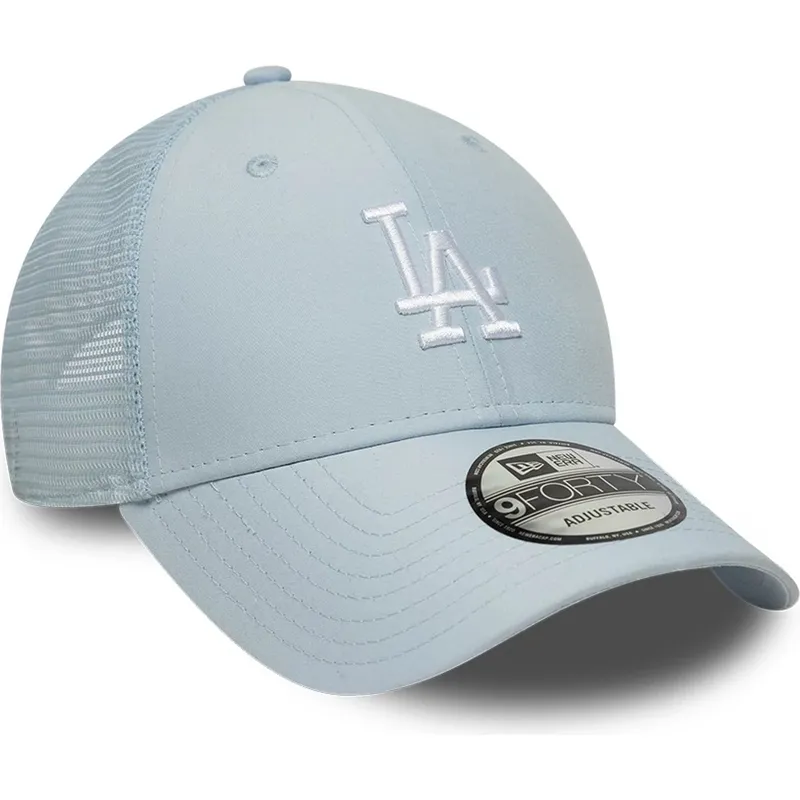 hellblaue-verstellbare-trucker-kappe-9forty-homefield-midi-der-los-angeles-dodgers-mlb-von-new-era