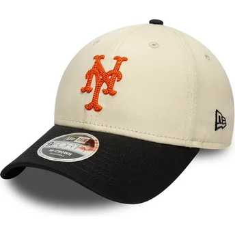 Casquette courbée beige et noire snapback 9FORTY M-Crown Side Script New York Mets MLB New Era