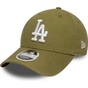 new-era-curved-brim-9forty-m-crown-linen-los-angeles-dodgers-mlb-green-snapback-cap