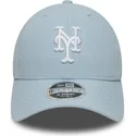 hellblaue-gebogene-snapback-kappe-9forty-m-crown-linen-der-new-york-mets-mlb-von-new-era