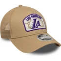 casquette-trucker-beige-9forty-m-crown-a-frame-los-angeles-lakers-nba-new-era