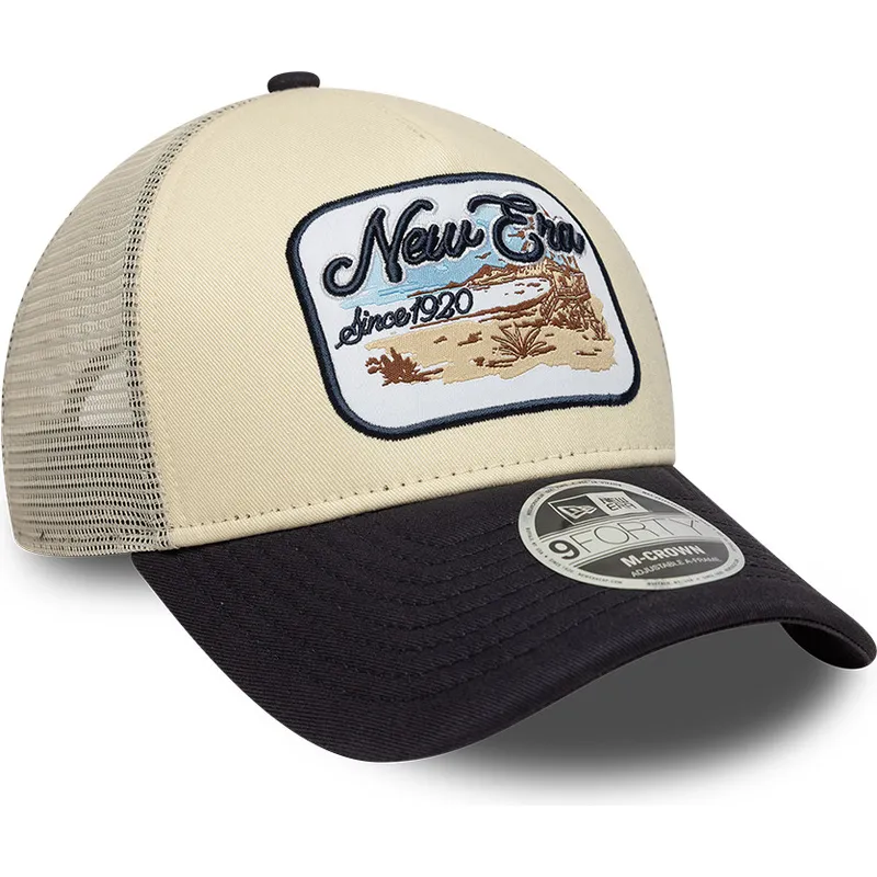 casquette-trucker-beige-et-bleue-marine-9forty-m-crown-a-frame-new-era