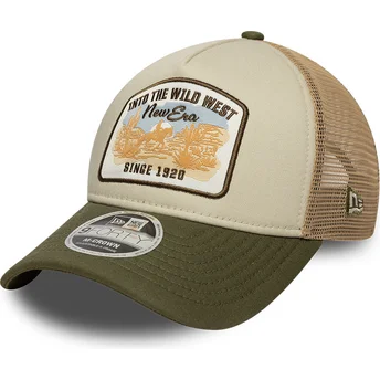 Casquette trucker beige et verte 9FORTY M-Crown A Frame New Era