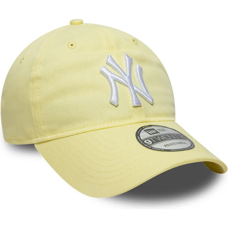 new-era-curved-brim-9twenty-league-essential-new-york-yankees-mlb-light-yellow-adjustable-cap